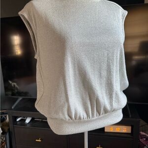Banana Republic Shimmering Silver Sleeveless Blouse